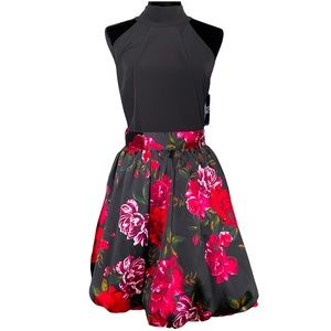 New York and Company Sleeveless Black Floral Dress